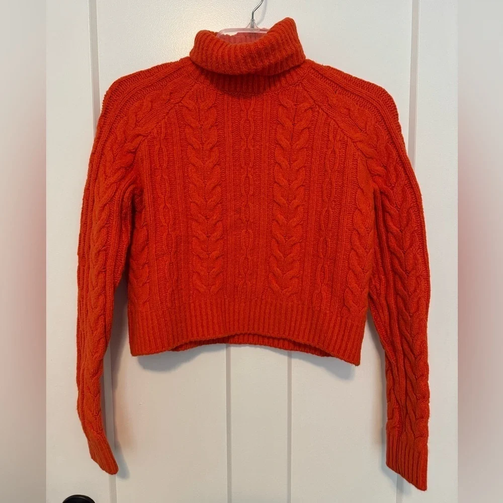 Callahan Peyton turtleneck Orange Cable Knit Sweater